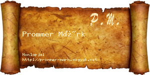 Prommer Márk névjegykártya